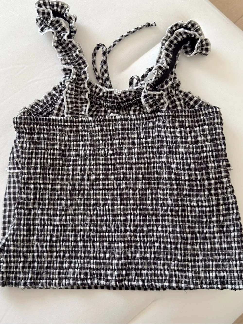Black & White Gingham Ruffle Cami and Maxi Skirt Set - Women Size M